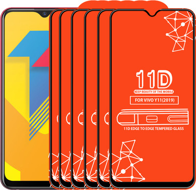 Qyist Edge To Edge Tempered Glass for Vivo Y11(Pack of 6)