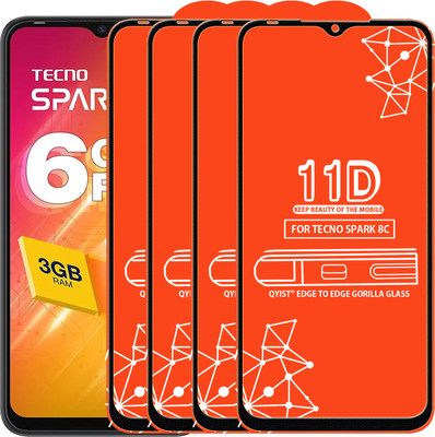 Qyist Edge To Edge Tempered Glass for Tecno Spark 8C(Pack of 4)