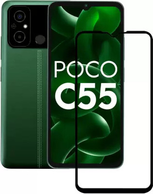 VISHRN CASES Edge To Edge Tempered Glass for POCO C55(Pack of 1)
