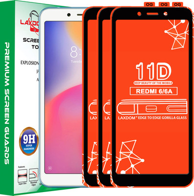 Laxdom Edge To Edge Tempered Glass for Mi Redmi 6A(Pack of 3)