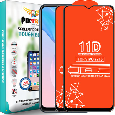 PikTrue Edge To Edge Tempered Glass for Vivo Y21S(Pack of 2)