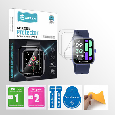 ARBAN Edge To Edge Tempered Glass for fastrack REFLEX HELLO 1.69 inch Smartwatch 3 PROTECTOR + 3 WIPES + 3 DUST REMOVAL STICKER + 1 WIPER(Pack of 3)
