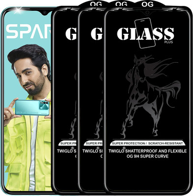 TWIGLO Edge To Edge Tempered Glass for TECNO SPARK 8(Pack of 3)