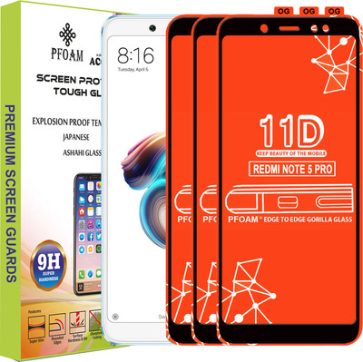 PFOAM Edge To Edge Tempered Glass for Mi Redmi Note 5 Pro(Pack of 3)