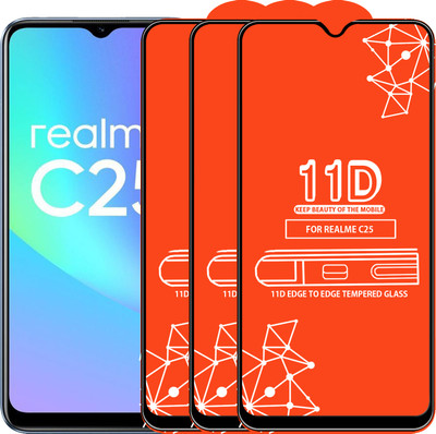 Roxel Edge To Edge Tempered Glass for Realme C25(Pack of 3)