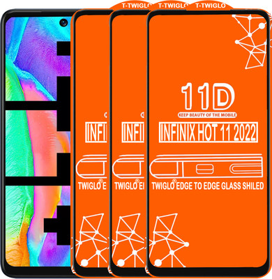 TWIGLO Edge To Edge Tempered Glass for INFINIX HOT 11 2022(Pack of 3)