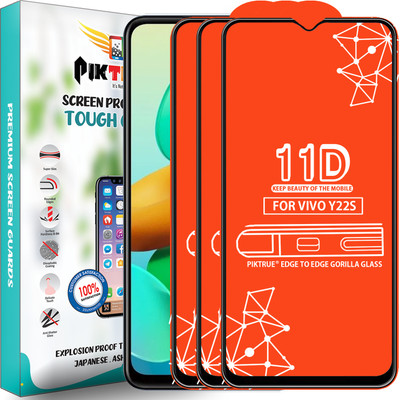 PikTrue Edge To Edge Tempered Glass for Vivo Y22S(Pack of 3)