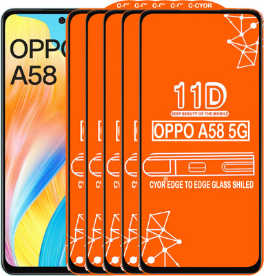 CYOR Edge To Edge Tempered Glass for OPPO A58 4G(Pack of 5)
