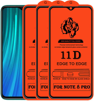 NaturalBuy Edge To Edge Tempered Glass for Redmi Note 8 Pro-11D - Full Coverage Glass 11D Edge to Edge Tempered Glass Full Coverage Glass(Pack of 3)