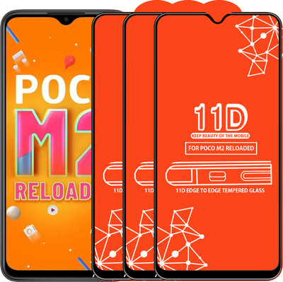 Roxel Edge To Edge Tempered Glass for Poco M2 Reloaded(Pack of 3)