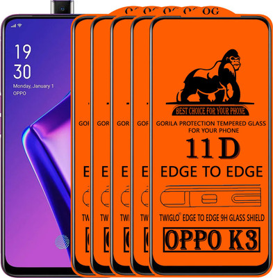 TWIGLO Edge To Edge Tempered Glass for OPPO K3(Pack of 5)