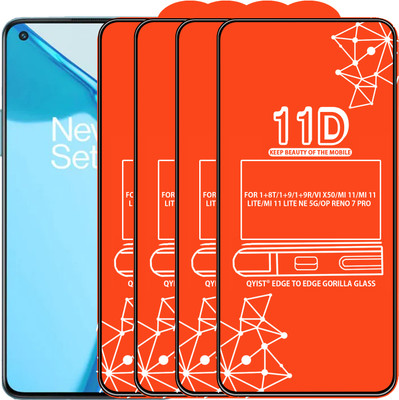 Qyist Edge To Edge Tempered Glass for FOR ONEPLUS 8T, ONEPLUS 9, ONEPLUS 9R, VIVO X50, REDMI 11, REDMI 11 LITE, REDMI 11 LITE NE 5G, OPPO RENO 7 PRO(Pack of 4)