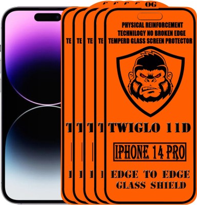 TWIGLO Edge To Edge Tempered Glass for IPHONE 14 PRO(Pack of 5)