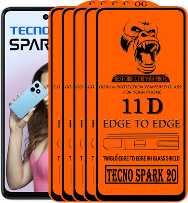 TWIGLO Edge To Edge Tempered Glass for TECNO SPARK 20(Pack of 5)