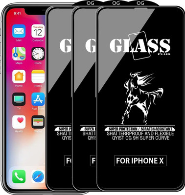 Qyist Edge To Edge Tempered Glass for Apple iPhone X(Pack of 3)