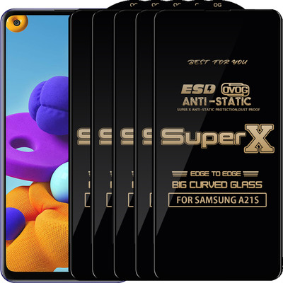 Roxel Edge To Edge Tempered Glass for SAMSUNG A21S(Pack of 5)