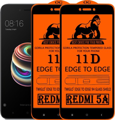 TWIGLO Edge To Edge Tempered Glass for Mi Redmi 5A(Pack of 2)