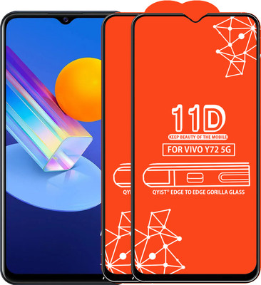 Qyist Edge To Edge Tempered Glass for Vivo Y72 5G(Pack of 2)
