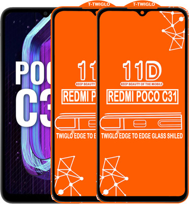 TWIGLO Edge To Edge Tempered Glass for REDMI POCO C31(Pack of 2)