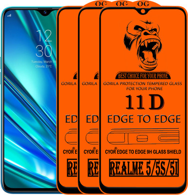 CYOR Edge To Edge Tempered Glass for REALME 5(Pack of 3)