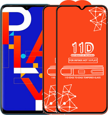 Qyist Edge To Edge Tempered Glass for Infinix Hot 10 Play(Pack of 2)