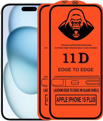 Laxdom Edge To Edge Tempered Glass for APPLE IPHONE 15 PLUS(Pack of 2)