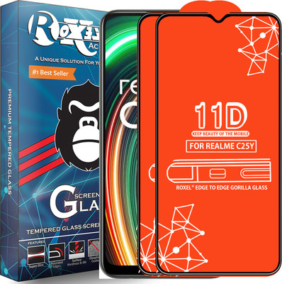 Roxel Edge To Edge Tempered Glass for Realme C25Y(Pack of 2)