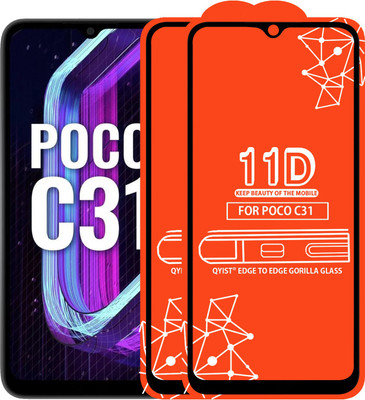 Qyist Edge To Edge Tempered Glass for Poco C31(Pack of 2)