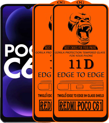 TWIGLO Edge To Edge Tempered Glass for REDMI POCO C61(Pack of 3)