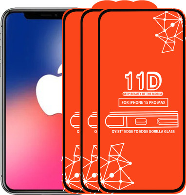 Qyist Edge To Edge Tempered Glass for Iphone 15 Pro Max(Pack of 3)