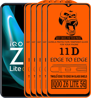 TWIGLO Edge To Edge Tempered Glass for IQOO Z6 LITE 5G(Pack of 5)