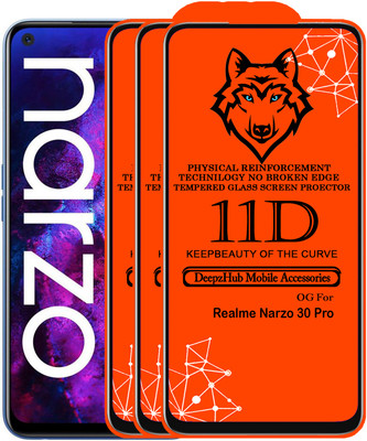 DeepzHub Edge To Edge Tempered Glass for Realme Narzo 30 Pro(Pack of 3)