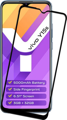 HUPSHY Edge To Edge Tempered Glass for vivo Y15s(Pack of 1)