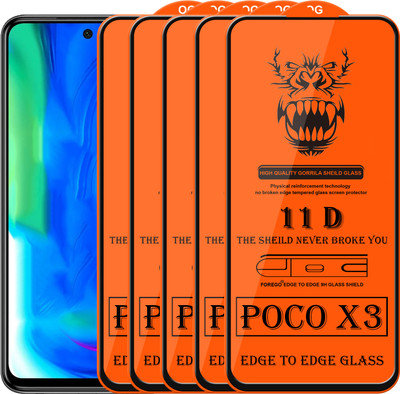 Forego Edge To Edge Tempered Glass for Poco X3(Pack of 5)