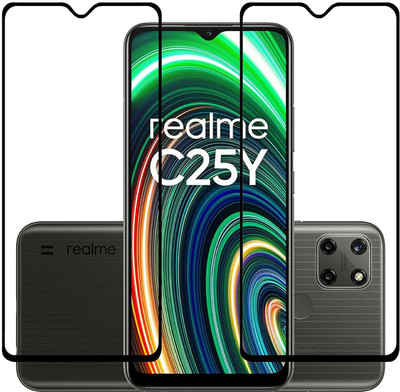 NIMMIKA ENTERPRISES Edge To Edge Tempered Glass for Realme C25Y D+ Tempered Glass(Pack of 2)