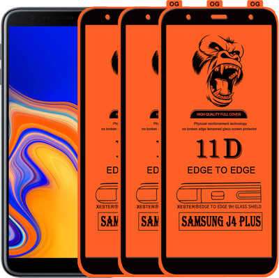 PFOAM Edge To Edge Tempered Glass for SAMSUNG GALAXY J4 PLUS(Pack of 3)