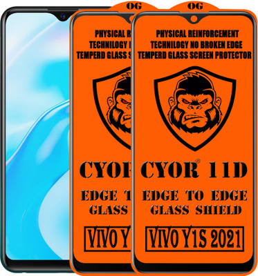 CYOR Edge To Edge Tempered Glass for VIVO Y1S 2021(Pack of 2)