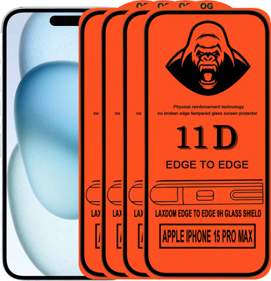 Laxdom Edge To Edge Tempered Glass for APPLE IPHONE 15 PRO MAX(Pack of 4)