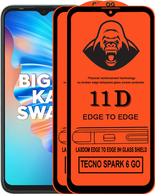 Laxdom Edge To Edge Tempered Glass for TECNO SPARK 6 GO(Pack of 2)