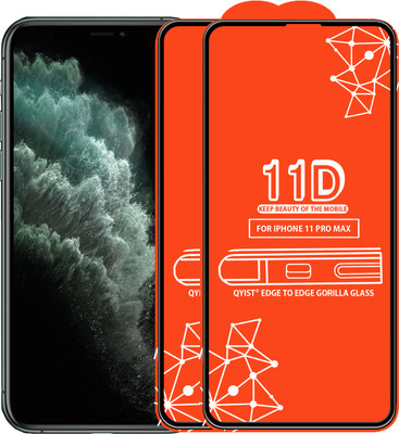 Qyist Edge To Edge Tempered Glass for Iphone 11 Pro Max(Pack of 2)