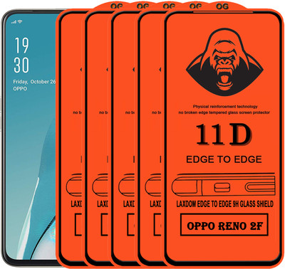 Laxdom Edge To Edge Tempered Glass for Oppo Reno2 F(Pack of 5)