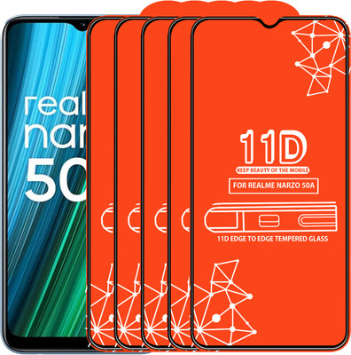 Qyist Edge To Edge Tempered Glass for Realme Narzo 50A(Pack of 5)
