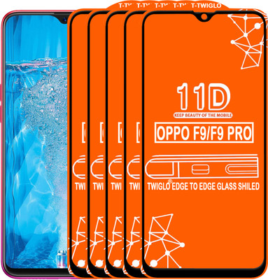 TWIGLO Edge To Edge Tempered Glass for Oppo F9(Pack of 5)