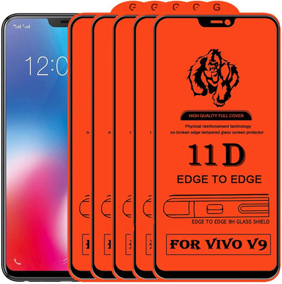 NaturalBuy Edge To Edge Tempered Glass for Vivo V9( Full Coverage Glass 11D Edge to Edge Tempered Glass Full Coverage Glass-11D-Pack of 5)(Pack of 5)