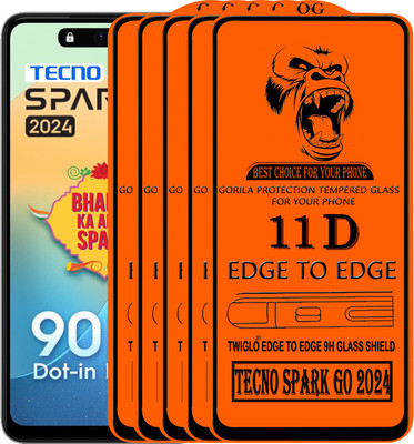 TWIGLO Edge To Edge Tempered Glass for TECNO SPARK GO 2024(Pack of 5)