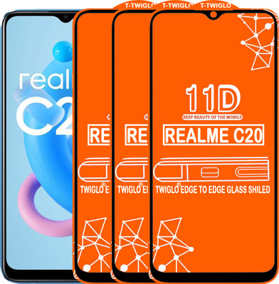 TWIGLO Edge To Edge Tempered Glass for REALME C20(Pack of 3)