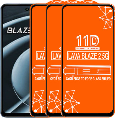 CYOR Edge To Edge Tempered Glass for LAVA BLAZE 2 5G(Pack of 3)