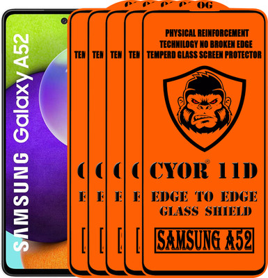 CYOR Edge To Edge Tempered Glass for SAMSUNG A52(Pack of 5)