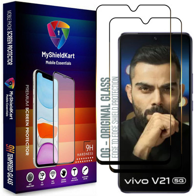 MyShieldKart Edge To Edge Tempered Glass for Vivo V21|V21S|V25|V25E 5G (6.44 Inch)**NeoShield**Millitary Grade-Anti Explosion-Tempered Glass/Full Screen Coverage-Edge to Edge/9H Hardness/With Easy Installation Kit(Pack of 2)