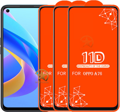 SEVEN7STAR Edge To Edge Tempered Glass for OPPO A76(Pack of 3)